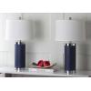 Safavieh Lighting Collection Leather Column Navy Table Lamp, Set of 2(Navy – Set of 2)