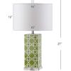 Safavieh Lighting Collection Quatrefoil Yellow Table Lamp, Set of 2(Green – Set of 2)