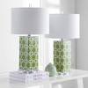 Safavieh Lighting Collection Quatrefoil Yellow Table Lamp, Set of 2(Green – Set of 2)