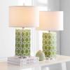 Safavieh Lighting Collection Quatrefoil Yellow Table Lamp, Set of 2(Green – Set of 2)