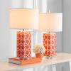 Safavieh Lighting Collection Quatrefoil Yellow Table Lamp, Set of 2(Orange – Set of 2)