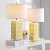 Safavieh Lighting Collection Quatrefoil Yellow Table Lamp, Set of 2(Yellow – Set of 2)