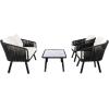Safavieh Outdoor Collection Jorda Wicker Cushion 4-Piece Rope Patio Backyard Living Set PAT7518B, Black/Beige(Black / Beige)