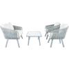 Safavieh Outdoor Collection Jorda Wicker Cushion 4-Piece Rope Patio Backyard Living Set PAT7518B, Black/Beige(Grey / Beige)