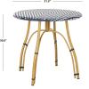 Safavieh PAT4011B Outdoor Collection Kylie Grey and White Rattan Bistro Table(Navy / White)