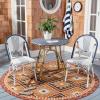 Safavieh PAT4011B Outdoor Collection Kylie Grey and White Rattan Bistro Table(Navy / White)