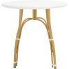 Safavieh PAT4011B Outdoor Collection Kylie Grey and White Rattan Bistro Table(White)