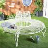 Safavieh PAT5019C Outdoor Collection Ally Darling Antique Wrought Iron 60-inch Round Tree Bench, Mossy Blue(Antique White)