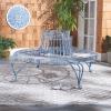 Safavieh PAT5019C Outdoor Collection Ally Darling Antique Wrought Iron 60-inch Round Tree Bench, Mossy Blue(Mossy Blue)
