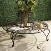 Safavieh PAT5019C Outdoor Collection Ally Darling Antique Wrought Iron 60-inch Round Tree Bench, Mossy Blue(Rustic Brown)