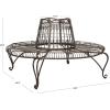 Safavieh PAT5019C Outdoor Collection Ally Darling Antique Wrought Iron 60-inch Round Tree Bench, Mossy Blue(Rustic Brown)