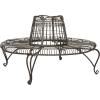 Safavieh PAT5019C Outdoor Collection Ally Darling Antique Wrought Iron 60-inch Round Tree Bench, Mossy Blue(Rustic Brown)