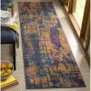 SAFAVIEH Area Rug 8×10 – Madison Collection – Large – Ivory & Blue, Modern Boho Abstract Design, Non-Shedding & Easy Cleaning, Ideal for Living Room, Bedroom, Office, Dining Space (MAD143B)(Blue/Orange)