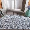 SAFAVIEH Courtyard Collection 8′ x 10′ Beige/Brown CY8734 Indoor-Outdoor Patio Backyard Mudroom Area-Rug(Ivory/Navy)