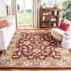 SAFAVIEH Heritage Collection Area Rug – 5′ x 8′, Dark Green & Gold, Handmade Traditional Oriental Wool, Ideal for High Traffic Areas in Living Room, Bedroom (HG628A)(Red/Ivory)
