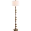 SAFAVIEH Home Collection – Glendora Farmhouse Brown Wood Finish 64-Inch Floor Lamp, Transitional Curved Design, LED Bulb Included (FLL4031A)