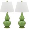 SAFAVIEH Lighting Collection – Cybil Set of 2 Red Double Gourd Glass Table Lamps, Modern Contemporary Design, LED Bulbs Included (LIT4088E-SET2)(Green – Set of 2)