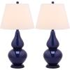 SAFAVIEH Lighting Collection – Cybil Set of 2 Red Double Gourd Glass Table Lamps, Modern Contemporary Design, LED Bulbs Included (LIT4088E-SET2)(Navy – Set of 2)