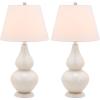 SAFAVIEH Lighting Collection – Cybil Set of 2 Red Double Gourd Glass Table Lamps, Modern Contemporary Design, LED Bulbs Included (LIT4088E-SET2)(Pearl Grey – Set of 2)