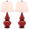 SAFAVIEH Lighting Collection – Cybil Set of 2 Red Double Gourd Glass Table Lamps, Modern Contemporary Design, LED Bulbs Included (LIT4088E-SET2)(Red – Set of 2)
