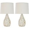 SAFAVIEH Lighting Collection – Lauralie Nautical Cream Capiz Shell Table Lamp, Set of 2, 21-Inch Bedroom Living Room Home Office Desk Nightstand Lamps, LED Bulbs Included (LIT4011A-SET2)(Ivory)