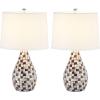 SAFAVIEH Lighting Collection – Lauralie Nautical Cream Capiz Shell Table Lamp, Set of 2, 21-Inch Bedroom Living Room Home Office Desk Nightstand Lamps, LED Bulbs Included (LIT4011A-SET2)(Brown)