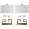 SAFAVIEH Lighting Collection – Set of 2 Greek Key Modern Gold 24-Inch Table Lamps, White Rectangular Shade, LED Bulbs Included, Bedroom Living Room Home Office (LIT4160C-SET2)(Gold – Set of 2)