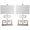 SAFAVIEH Lighting Collection – Set of 2 Greek Key Modern Gold 24-Inch Table Lamps, White Rectangular Shade, LED Bulbs Included, Bedroom Living Room Home Office (LIT4160C-SET2)(Chrome – Set of 2)