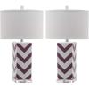 SAFAVIEH Lighting Collection Chevron Modern Contemporary Light Purple Stripe 27-inch Bedroom Living Room Home Office Desk Nightstand Table Lamp Set of 2 (LED Bulbs Included)(Light Purple)