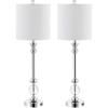 SAFAVIEH Lighting Collection Erica Modern Crystal Candlestick 31-inch Bedroom Living Room Home Office Desk Nightstand Table Lamp Set of 2 (LED Bulbs Included)(Crystal – with USB)