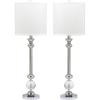 SAFAVIEH Lighting Collection Erica Modern Crystal Candlestick 31-inch Bedroom Living Room Home Office Desk Nightstand Table Lamp Set of 2 (LED Bulbs Included)(Crystal – without USB)
