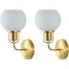SAFAVIEH Lighting Collection Huron Contemporary Brass/Opal Wall Sconce Set of 2