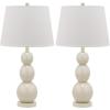 SAFAVIEH Lighting Collection Jayne Modern Contemporary Yellow 3-Sphere Glass 28-inch Bedroom Living Room Home Office Desk Nightstand Table Lamp Set of 2 (LED Bulbs Included)(Light Grey – Set of 2)