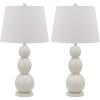 SAFAVIEH Lighting Collection Jayne Modern Contemporary Yellow 3-Sphere Glass 28-inch Bedroom Living Room Home Office Desk Nightstand Table Lamp Set of 2 (LED Bulbs Included)(White – Set of 2)