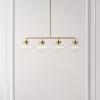SAFAVIEH Lighting Collection Markle Brass Gold/Clear 4-Light Adjustable Pendant Chandelier Hanging Light Fixture, Ideal for Dining Room, Kitchen Island, Entryway (LED Bulbs Included)