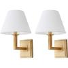 SAFAVIEH Lighting Collection Pauline Modern Contemporary Gold Bedroom Bathroom Vanity Hallway Foyer Living Room Wall Sconce Set of 2 (LED Bulbs Included)(Gold Leaf)
