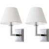 SAFAVIEH Lighting Collection Pauline Modern Contemporary Gold Bedroom Bathroom Vanity Hallway Foyer Living Room Wall Sconce Set of 2 (LED Bulbs Included)(Chrome)