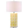 SAFAVIEH Lighting Collection Quatrefoil Modern Contemporary Yellow 27-inch Bedroom Living Room Home Office Desk Nightstand Table Lamp (LED Bulbs Included)(Yellow)