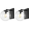 SAFAVIEH Lighting Collection Seoul Modern Gold/Clear Glass Globe Shade Wall Sconce Set of 2 Light Fixture, Ideal for Bathroom, Entryway, Vanity, Foyer, Hallway, Living Room (LED Bulbs Included)(Black)