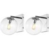 SAFAVIEH Lighting Collection Seoul Modern Gold/Clear Glass Globe Shade Wall Sconce Set of 2 Light Fixture, Ideal for Bathroom, Entryway, Vanity, Foyer, Hallway, Living Room (LED Bulbs Included)(Chrome)