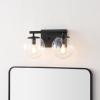 SAFAVIEH Lighting Collection Severa Brass/Clear Glass Globe Shade 2-Light Wall Sconce Light Fixture, Ideal for Bathroom, Entryway, Vanity, Foyer, Hallway, Living Room (LED Bulb Included)(Black)