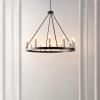 SAFAVIEH Lighting Collection Taelor Matte Black/Gold 12-Light Wagon Wheel Hanging Adjustable Chandelier Light Fixture (LED Bulbs Included)