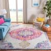 SAFAVIEH Madison Collection 5’3″ x 7’6″ Ivory / Fuchsia MAD913A Medallion Distressed Non-Shedding Living Room Bedroom Dining Home Office Area Rug(Ivory / Fuchsia)