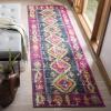 SAFAVIEH Madison Collection Area Rug – 5’1″ x 7’6″, Fuchsia & Blue, Boho Chic Distressed Design, Non-Shedding & Easy Care, Ideal for High Traffic Areas in Living Room, Bedroom (MAD129F)(Fuchsia/Blue)