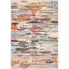 SAFAVIEH Madison Collection Area Rug – 5’3″ x 7’6″, Grey & Turquoise, Boho Abstract Distressed Design, Non-Shedding & Easy Care, Ideal for High Traffic Areas in Living Room, Bedroom (MAD419F)(Ivory/Multi)
