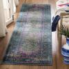 SAFAVIEH Madison Collection Area Rug – 6′ x 9′, Light Grey & Fuchsia, Boho Chic Distressed Design, Non-Shedding & Easy Care, Ideal for High Traffic Areas in Living Room, Bedroom (MAD122G)(Blue/Fuchsia)