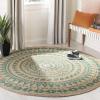 SAFAVIEH Natural Fiber Collection Area Rug – 3′ Round, Teal & Natural, Handmade Boho Mandala Braided Jute, Ideal for High Traffic Areas in Living Room, Bedroom (NF802E)(Teal/Natural)