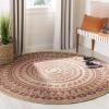 SAFAVIEH Natural Fiber Collection Area Rug – 3′ Round, Teal & Natural, Handmade Boho Mandala Braided Jute, Ideal for High Traffic Areas in Living Room, Bedroom (NF802E)(Pink/Natural)
