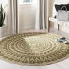 SAFAVIEH Natural Fiber Collection Area Rug – 3′ Round, Teal & Natural, Handmade Boho Mandala Braided Jute, Ideal for High Traffic Areas in Living Room, Bedroom (NF802E)(Green/Natural)