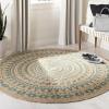 SAFAVIEH Natural Fiber Collection Area Rug – 3′ Round, Teal & Natural, Handmade Boho Mandala Braided Jute, Ideal for High Traffic Areas in Living Room, Bedroom (NF802E)(Aqua/Natural)